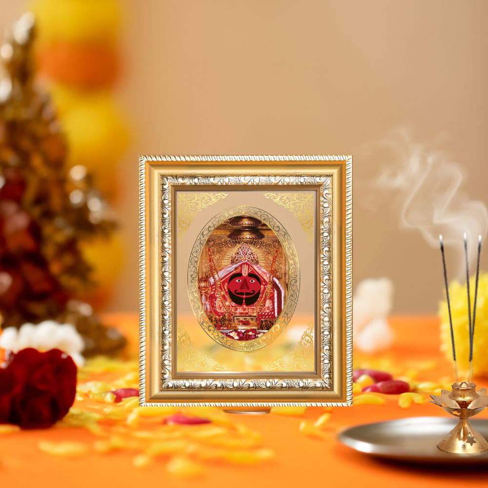 Salasar Balaji Divine Hanuman Sacred Faith & Wish Fulfillment Royal Tabletop Frame in 24K Gold Plated Foil