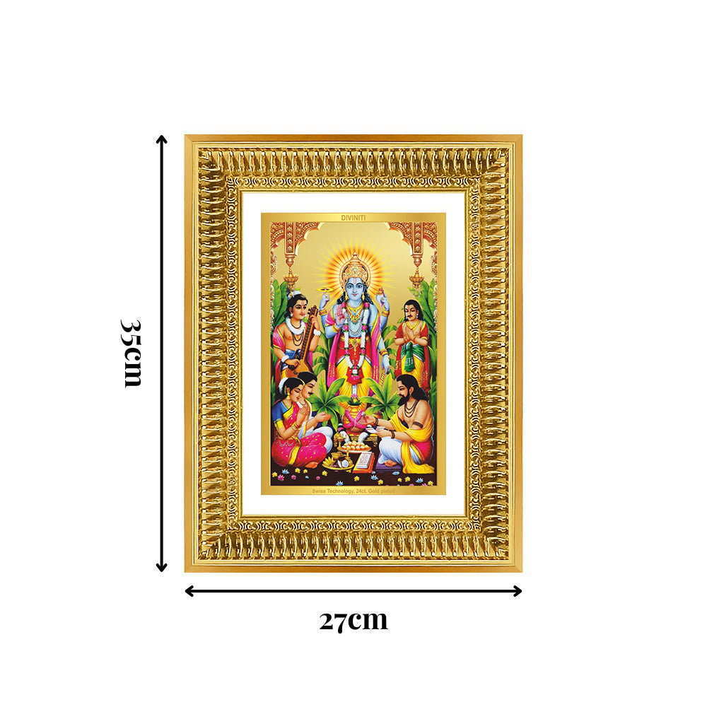 Diviniti 24K Gold Plated Satyanarayan (Classic) Divine Wall Frame for Home Mandir & Office Decor | Luxury Spiritual Gift
