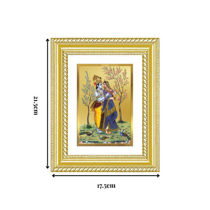 Diviniti 24K Gold Plated Radha Krishna (Classic) Divine Wall and Table Top Frame for Home Mandir & Office Decor | Luxury Spiritual Gift