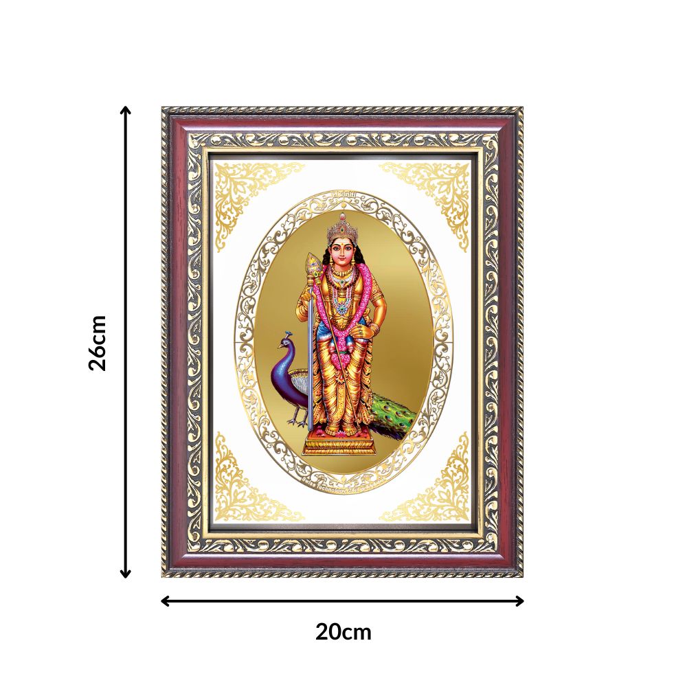 Lord Murugan | Divine Wall & Tabletop Royal Photo Frame in 24K Gold Plated Foil