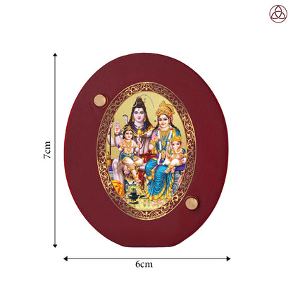 Shiva Parivar Car Dashboard & Tabletop Photo Frame, 24K gold-plated, 7x6 cm, intricate design.