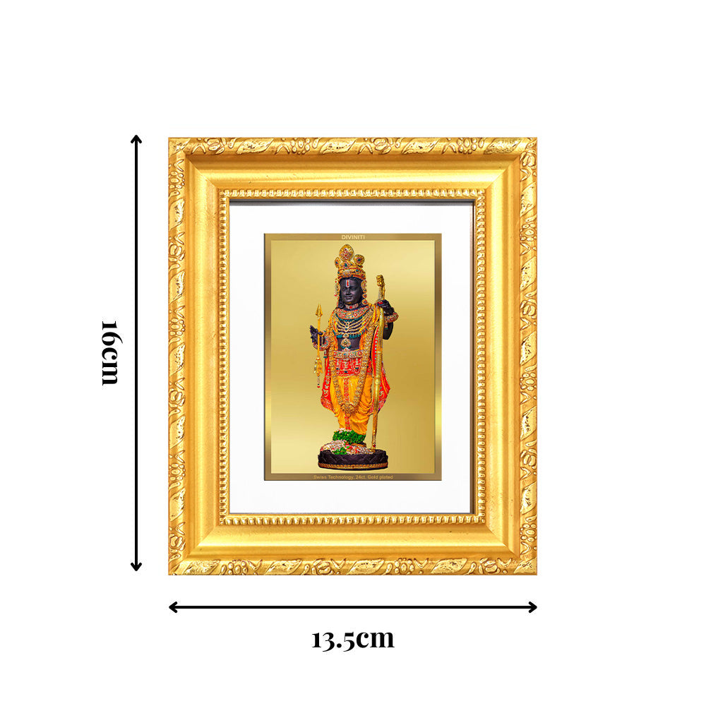 Diviniti 24K Gold Plated Ram Lalla With Arch |Divine Table Top Frame for Home Mandir & Office Decor | Luxury Spiritual Gift