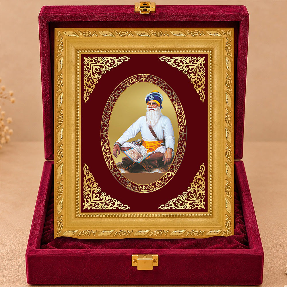 24K Gold-Plated Baba Deep Singh BG Frame | Premium Gift Box | 16 X 13.5 CM