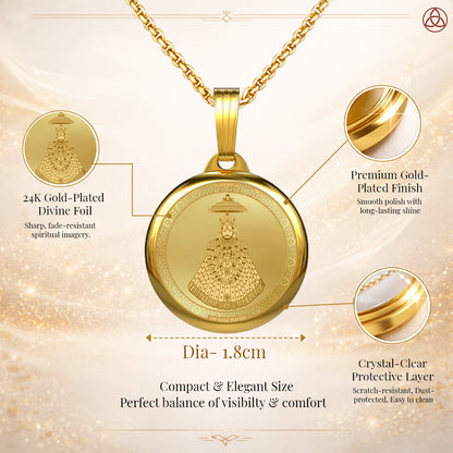 Diviniti 24K Gold Plated Khatu Shyam Ji & Sacred Mantra Pendant – 18mm Double-Sided Spiritual Pendant