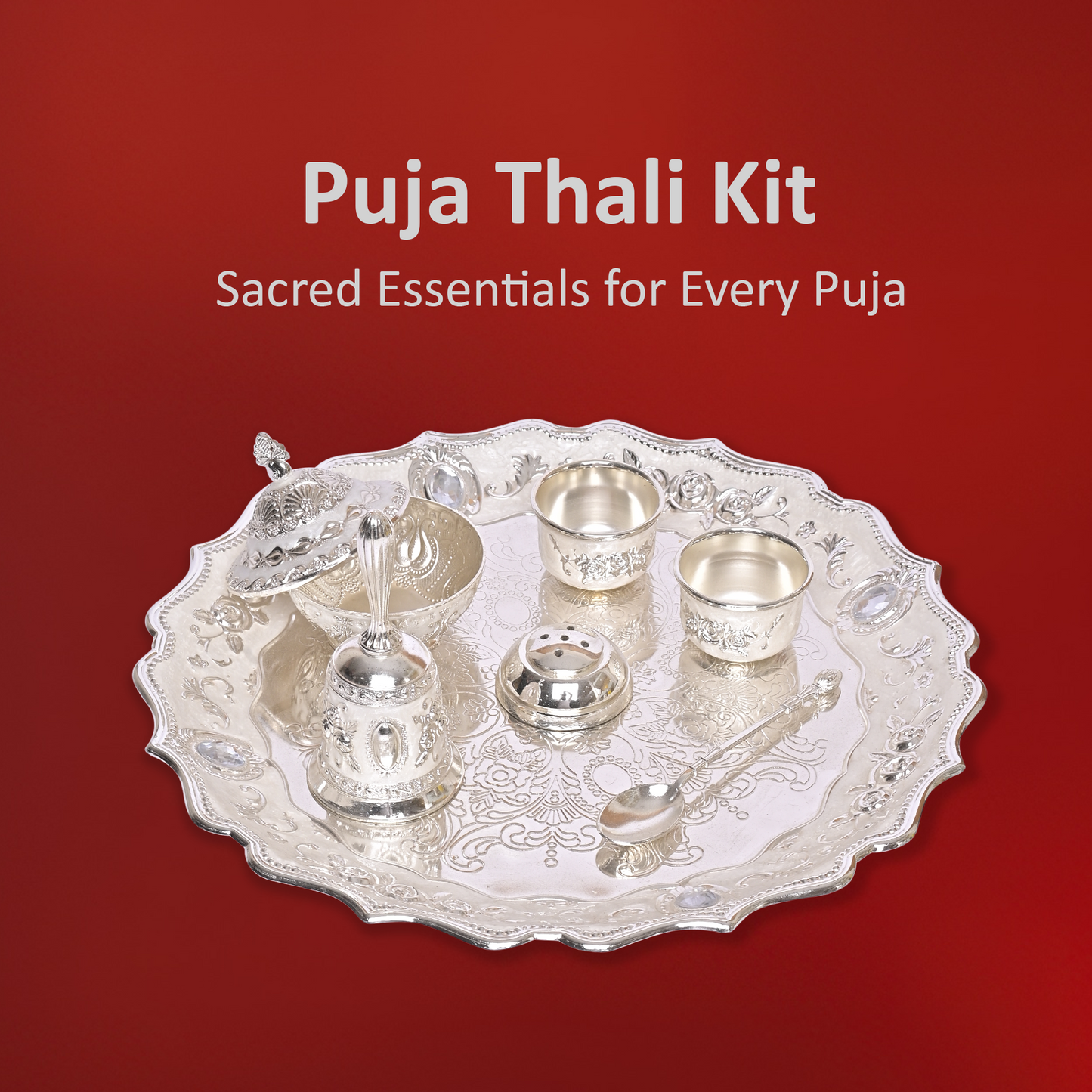 DIVINITI Designer Puja Thali Kit Celebrate Rituals with Elegance, Fusion of Art and Devotion for Home Office Décor, Pooja Room Samagri  Diwali GIft