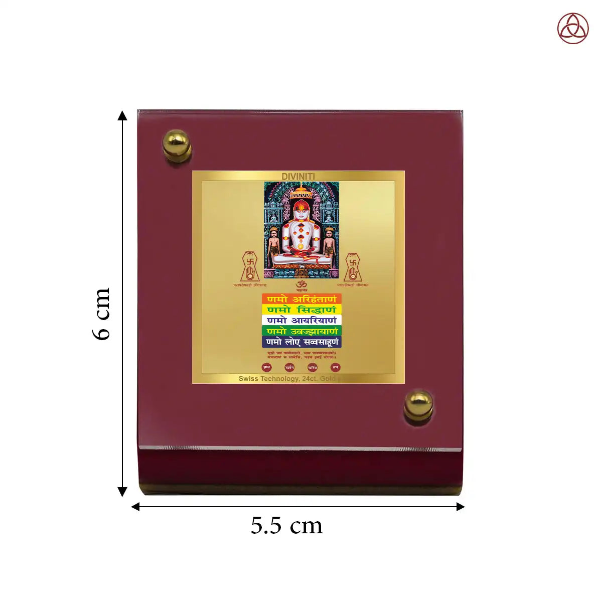 Adinath with Namokar Mantra | Divine Jain Tirthankara Car Dashboard & Tabletop Photo Frame in 24K Gold Plated Foil