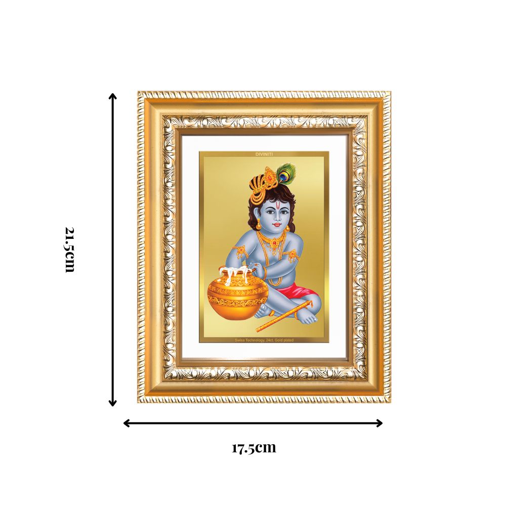 Diviniti 24K Gold Plated Bal Gopal Divine Wall and Table Top Frame for Home Mandir & Office Decor | Luxury Spiritual Gift