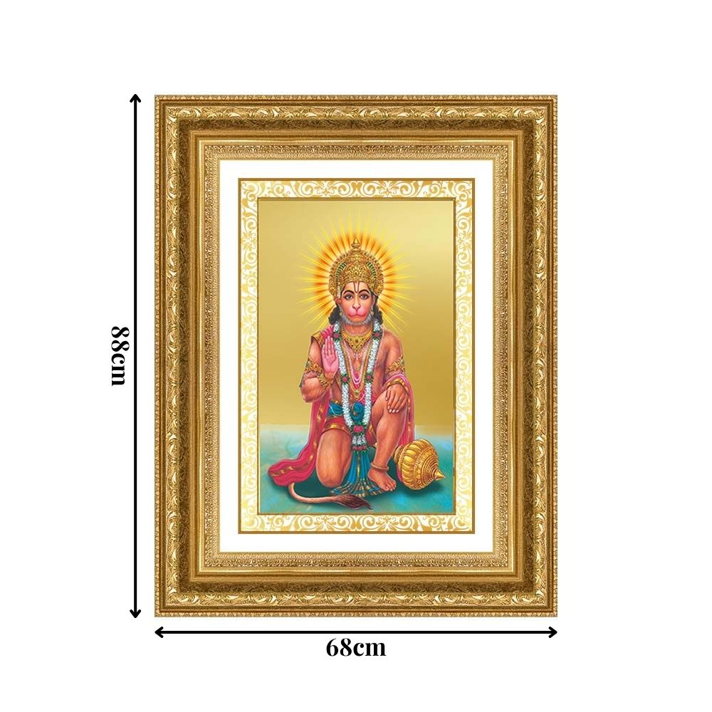 Diviniti 24K Gold Plated Ashirwad Hanuman (Classic) Divine Wall Frame for Home Mandir & Office Decor | Luxury Spiritual Gift