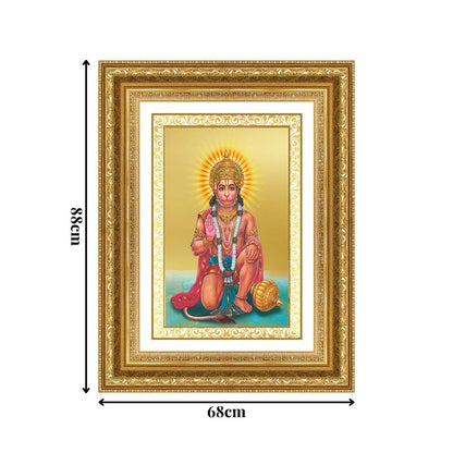 Diviniti 24K Gold Plated Ashirwad Hanuman (Classic) Divine Wall Frame for Home Mandir & Office Decor | Luxury Spiritual Gift