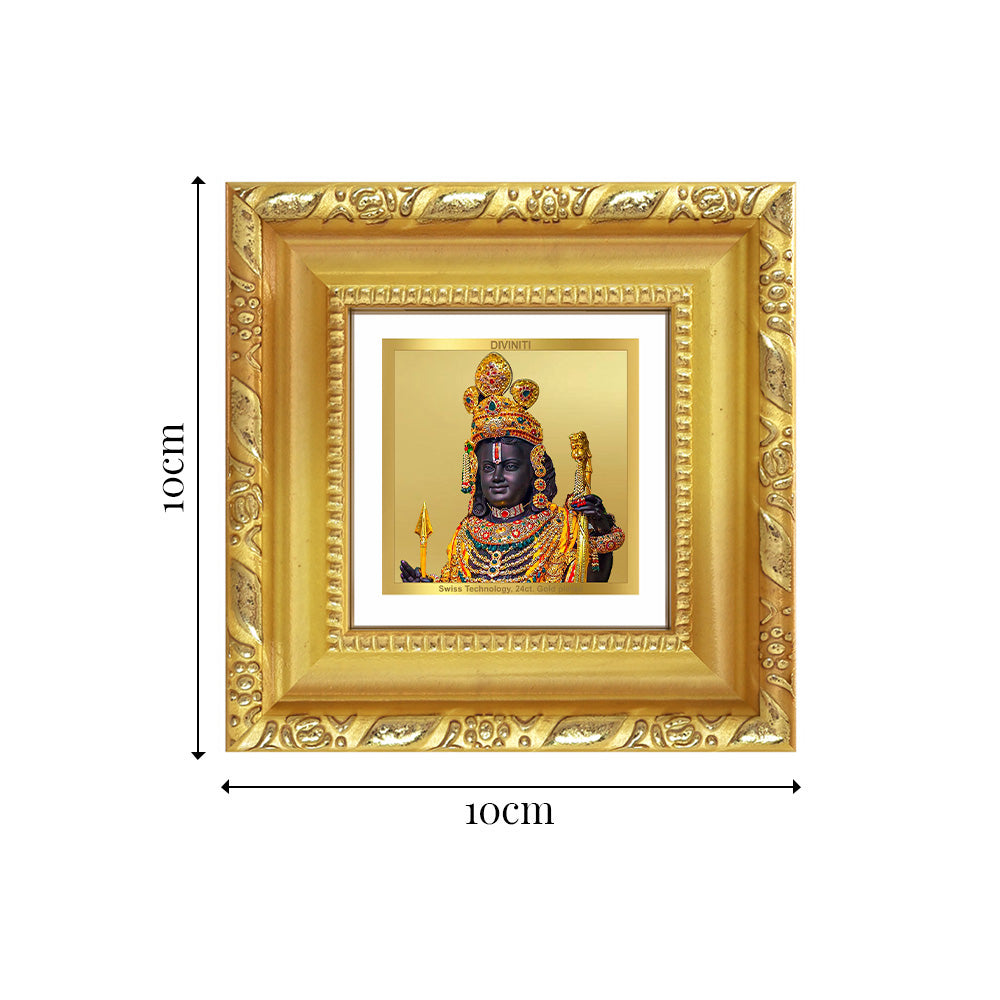 Diviniti Ram Lalla with Arch Tabletop Photo Frame in 24K Gold Plated Foil | Divine Grace, Protection & Blessings | DG103S1A (10x10 CM)