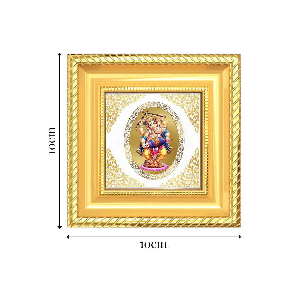 Dancing Ganesha | Divine Ganpati Royal Tabletop Photo Frame in 24K Gold Plated Foil