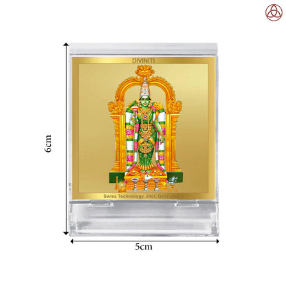 Goddess Meenakshi | Divine Goddess Car Dashboard & Tabletop Photo Frame in 24K Gold Plated Foil