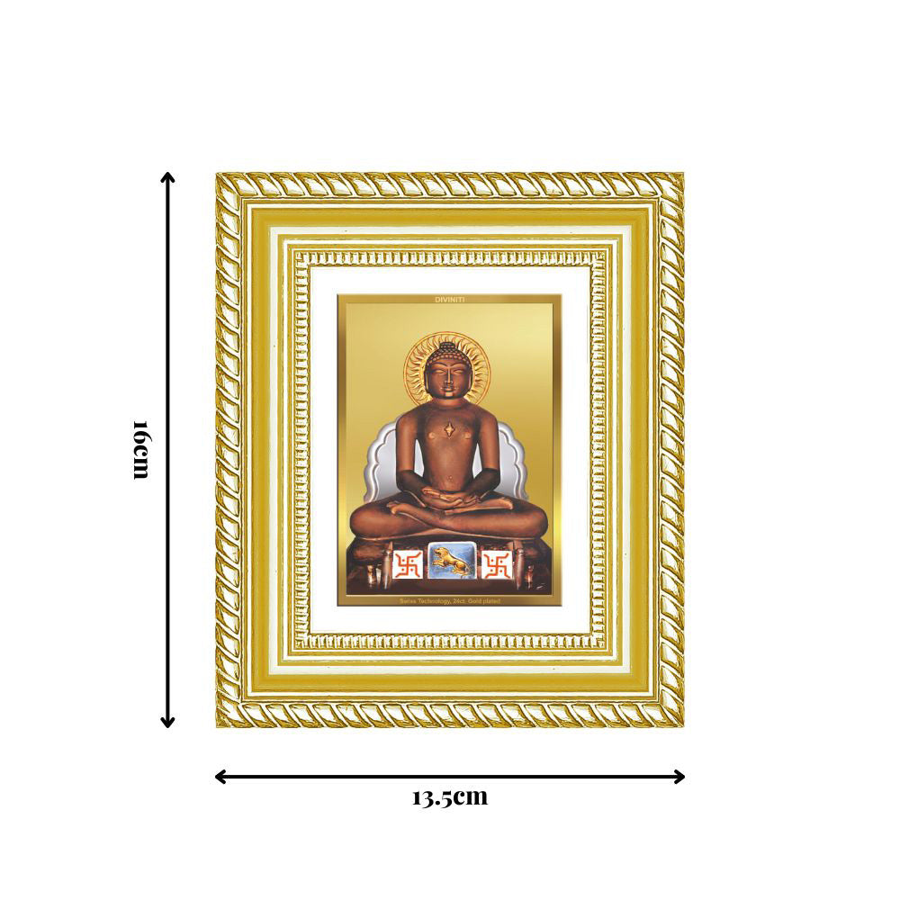 Diviniti 24K Gold Plated Mahavir Divine Table Top Frame for Home Mandir & Office Decor | Luxury Spiritual Gift