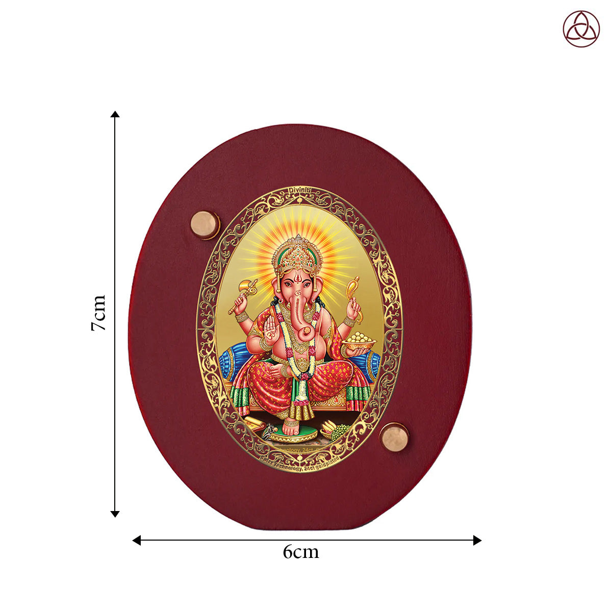 Ganesha Car Dashboard & Tabletop Photo Frame, 24K gold-plated, 7x6 cm, intricate design.