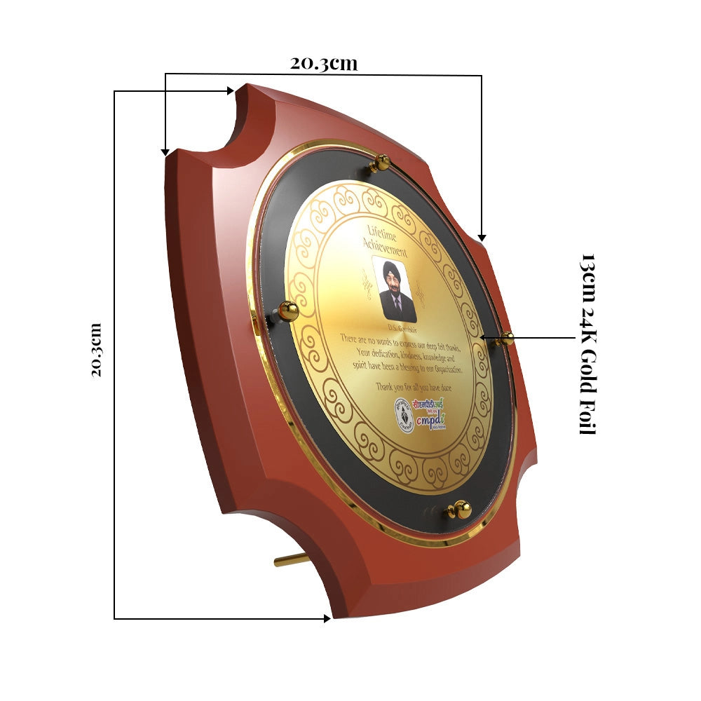 Diviniti Customized MDF Memento with Image Printed on 24K Gold Plated Foil | Premium Corporate Gift & Award Plaque