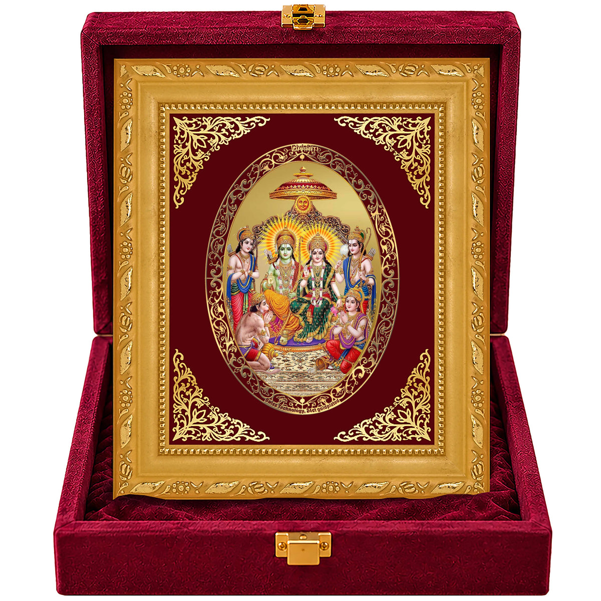 24K Gold-Plated Ram Darbar Frame | Premium Gift Box | 21.5x17.5 CM