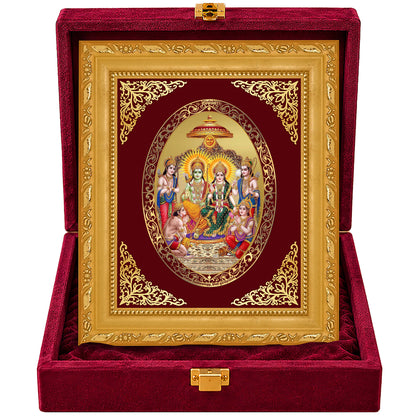 24K Gold-Plated Ram Darbar Frame | Premium Gift Box | 21.5x17.5 CM