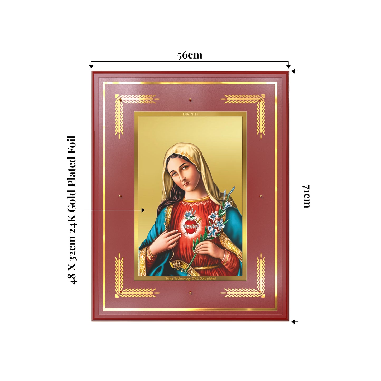 Mother Mary | Blessed Virgin Wall Mount Photo Frame in 24K Gold Plated Foil