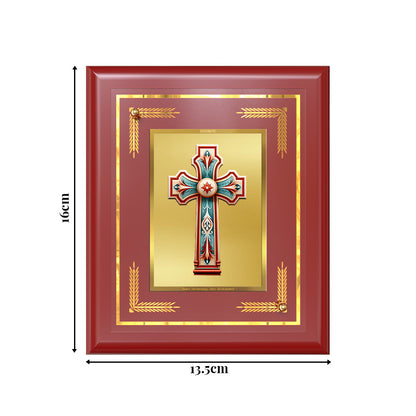 Diviniti 24K Gold Plated Holy Cross Wall & Tabletop Photo Frame | Sacred Christian Art | Faith, Hope & Divine Blessings
