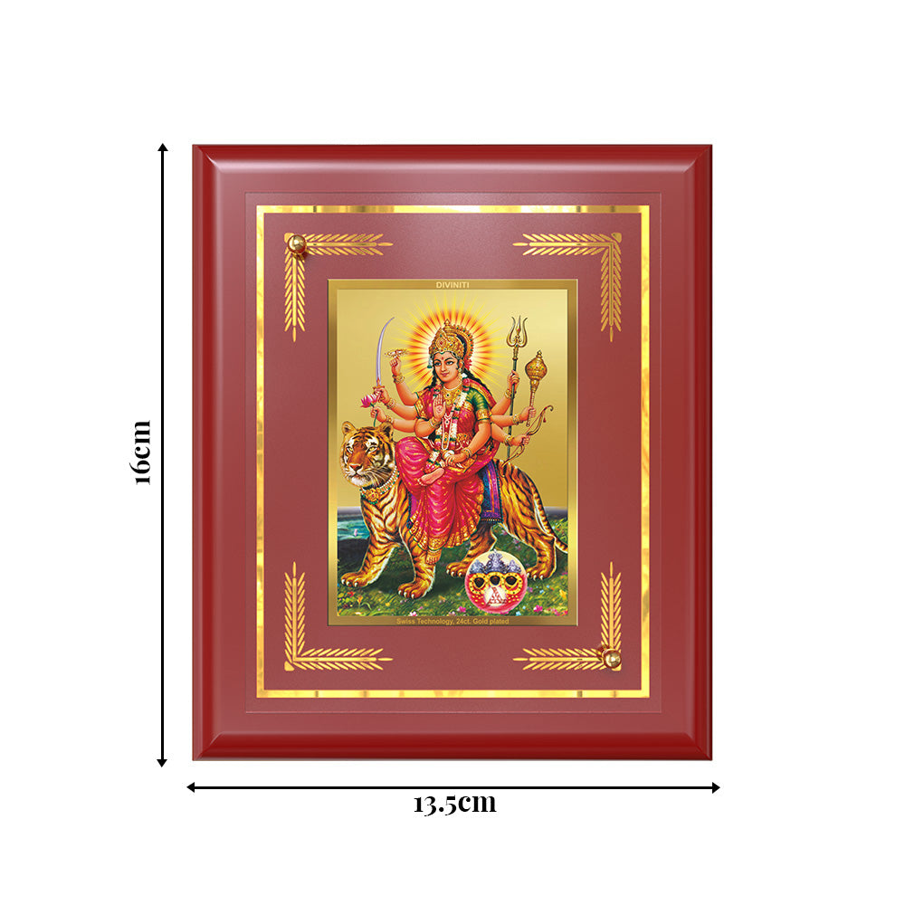 Diviniti 24K Gold Plated Maa Durga Wall & Tabletop Photo Frame | Strength, Protection & Divine Blessings