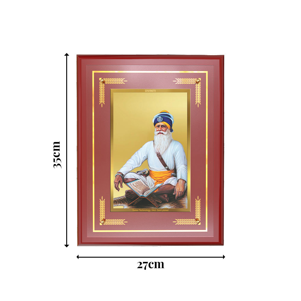 Diviniti 24K Gold Plated Baba Deep Singh Ji Blessing Tabletop Photo Frame | Courage, Faith & Divine Grace