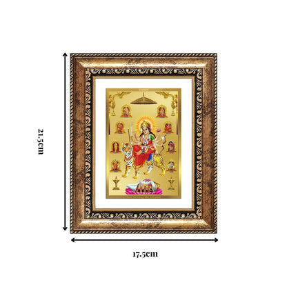 Diviniti 24K Gold Plated Nav Durga (Classic) Divine Wall and Table Top Frame for Home Mandir & Office Decor | Luxury Spiritual Gift