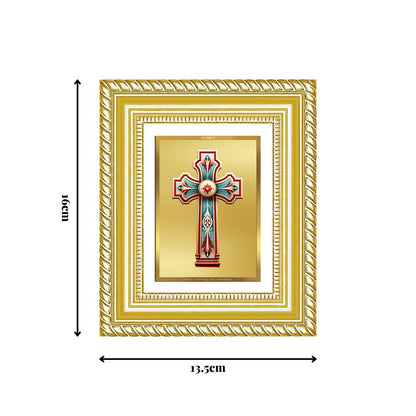 Diviniti 24K Gold Plated Holy Cross Divine Table Top Frame for Home Mandir & Office Decor | Luxury Spiritual Gift