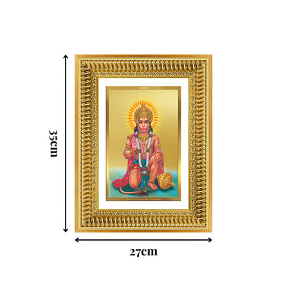 Diviniti 24K Gold Plated Ashirwad Hanuman (Classic) Divine Wall Frame for Home Mandir & Office Decor | Luxury Spiritual Gift