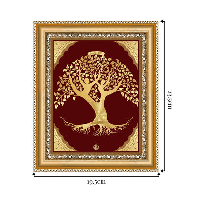 Tree of Life Gold Wall Hanging Frame in 24K Gold Foil Showing Dimensions