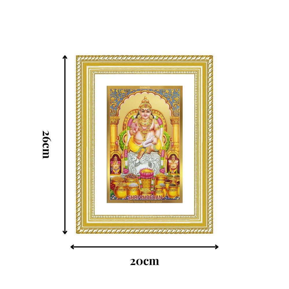 Diviniti 24K Gold Plated Kuber (Classic) Divine Wall Frame for Home Mandir & Office Decor | Luxury Spiritual Gift