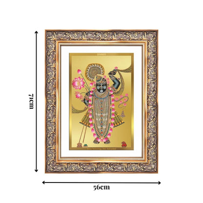 Diviniti 24K Gold Plated Shrinath Ji (Classic) Divine Wall Frame for Home Mandir & Office Decor | Luxury Spiritual Gift