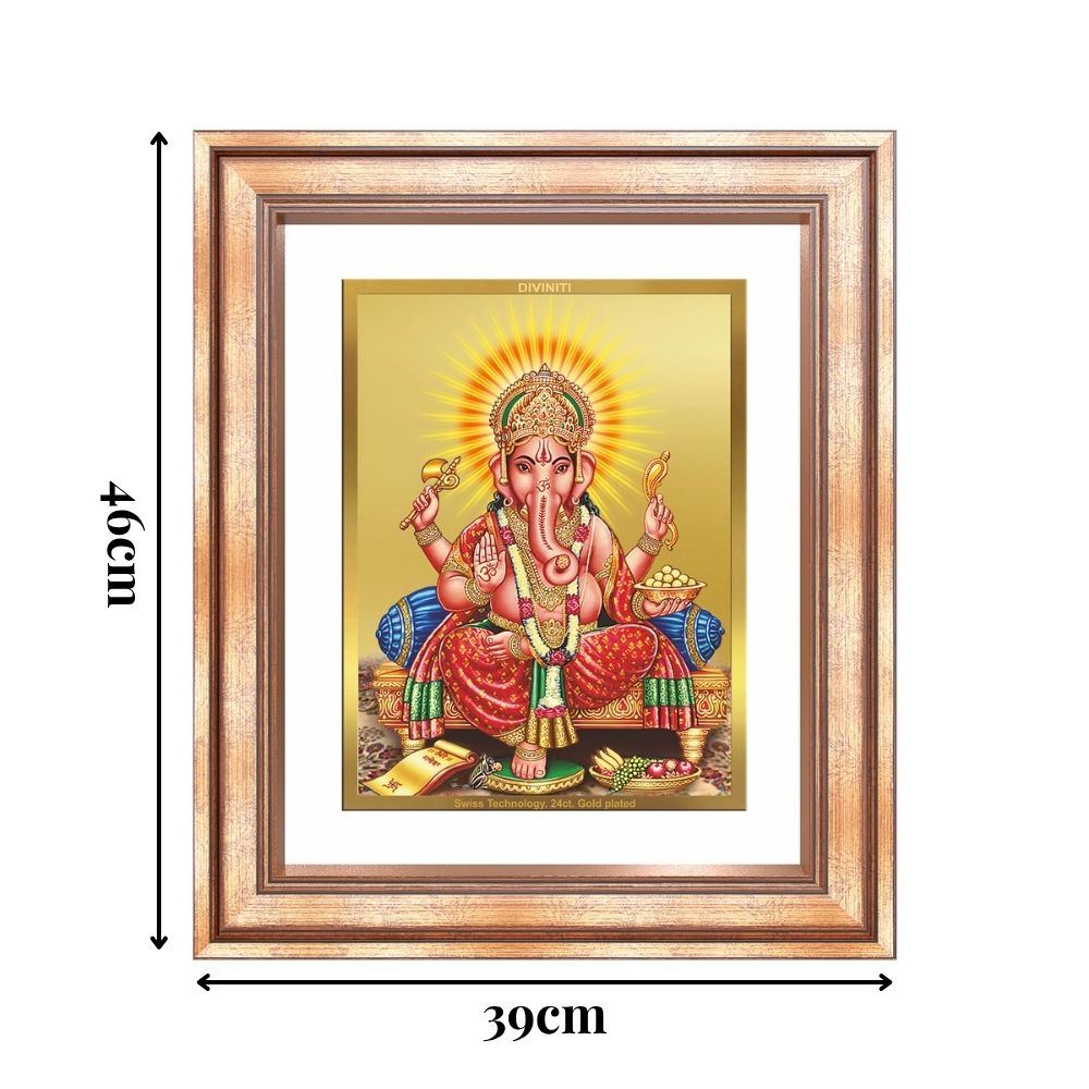 Diviniti 24K Gold Plated Ganesha (Classic) Divine Wall Frame for Home Mandir & Office Decor | Luxury Spiritual Gift