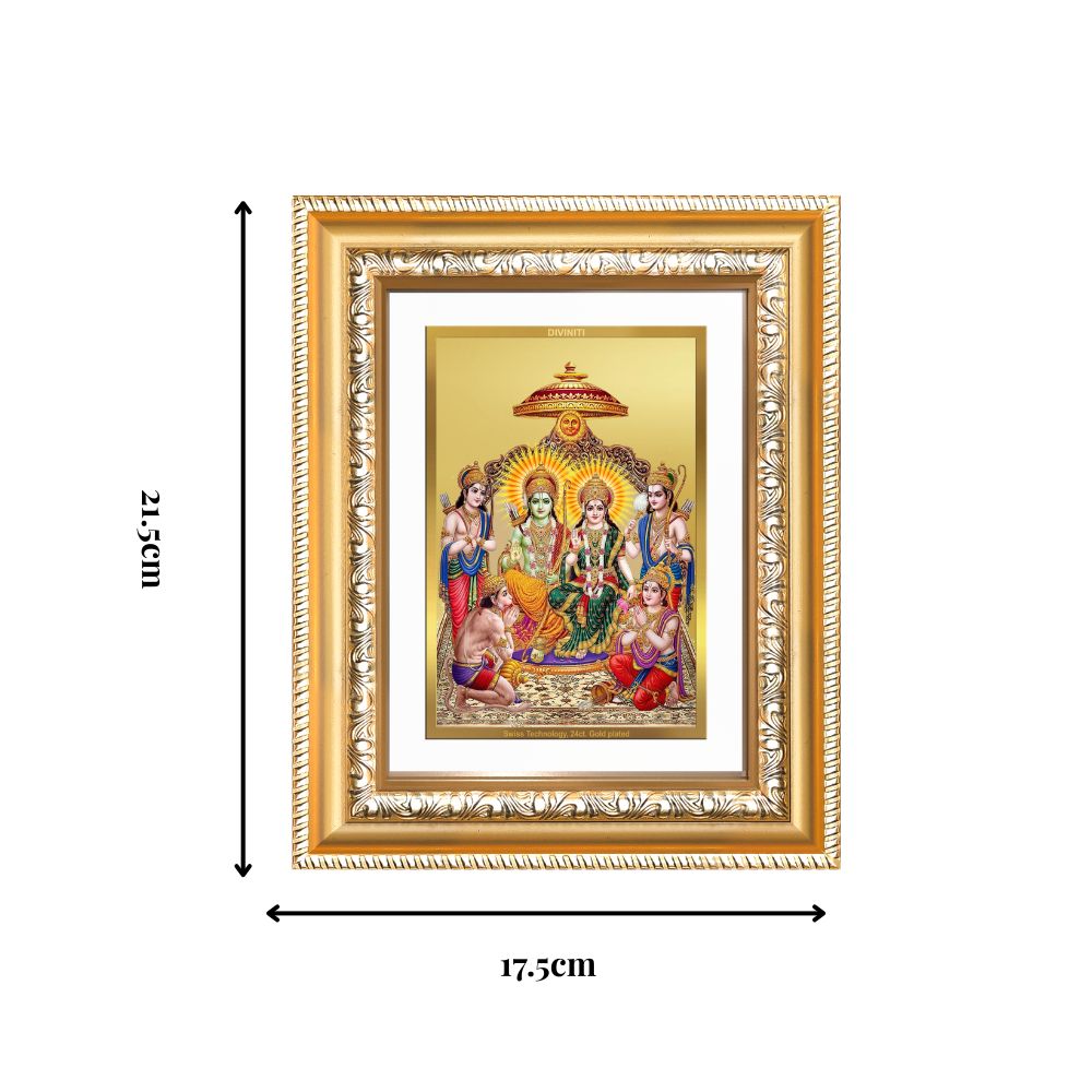 Diviniti 24K Gold Plated Ram Darbar Divine Wall and Table Top Frame for Home Mandir & Office Decor | Luxury Spiritual Gift