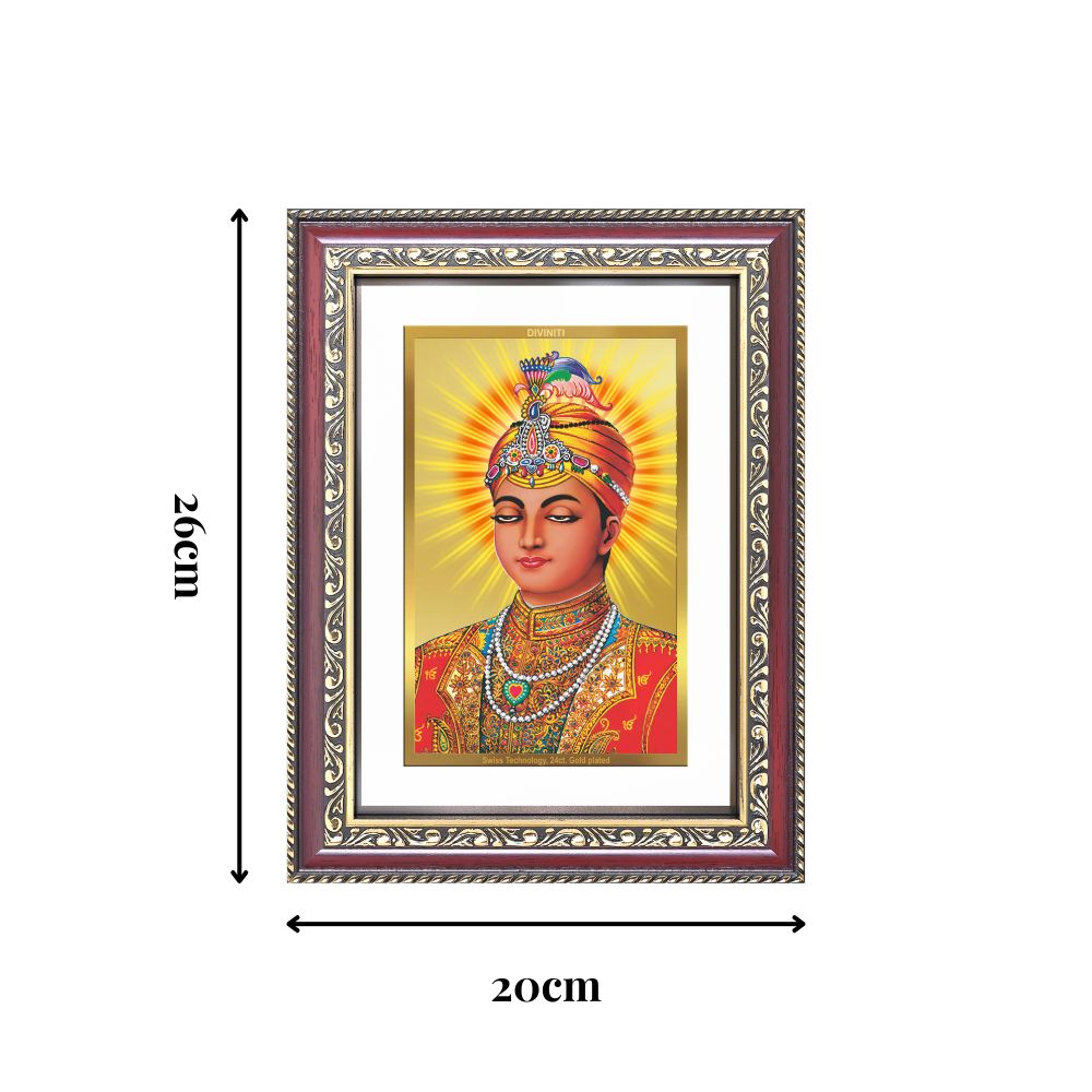 Diviniti 24K Gold Plated Guru Harkrishan Sahib Ji (Classic) Sacred Sikh Wall Frame for Home Decor & Office Ambiance | Premium Spiritual Gift