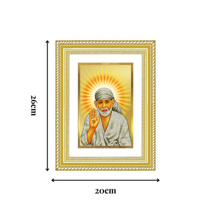 Diviniti 24K Gold Plated Sai Baba With Blessings (Classic) Divine Wall Frame for Home Mandir & Office Decor | Luxury Spiritual Gift