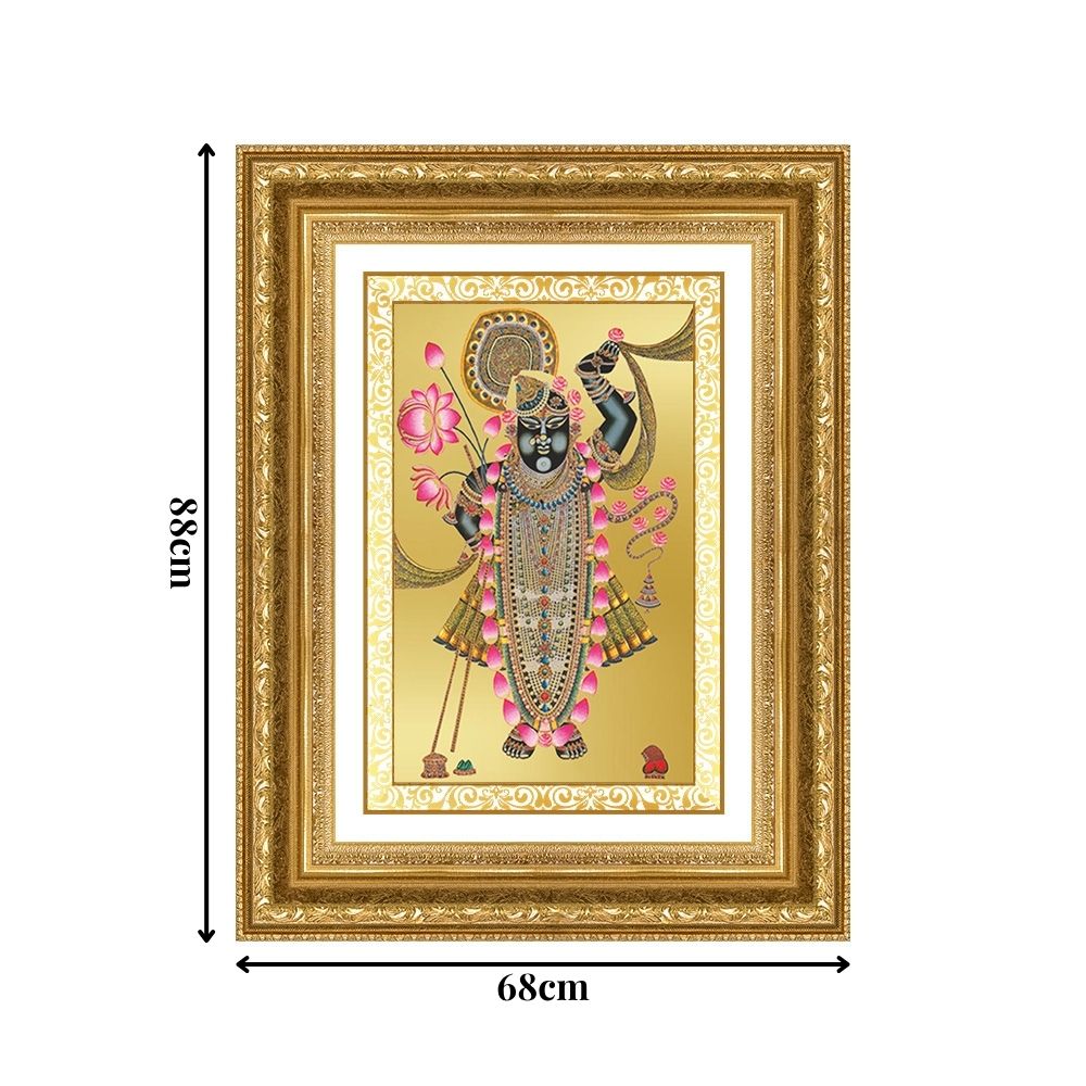 Diviniti 24K Gold Plated Shrinath Ji (Classic) Divine Wall Frame for Home Mandir & Office Decor | Luxury Spiritual Gift
