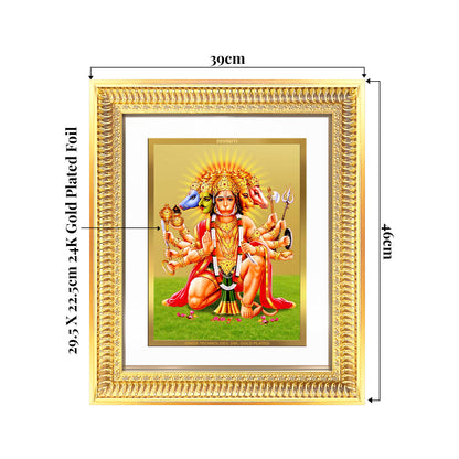Panchmukhi Hanuman | Five-Faced Hanuman Wall Mount Photo Frame in 24K Gold Plated Foil