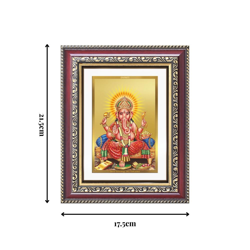Diviniti 24K Gold Plated Ganesha (Classic) Divine Wall and Table Top Frame for Home Mandir & Office Decor | Luxury Spiritual Gift
