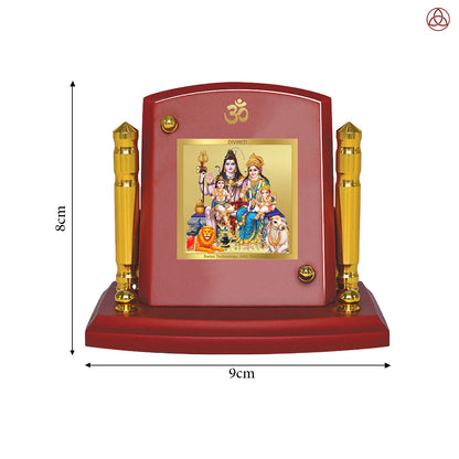 Shiv Parivar | Divine Lord Shiva and Family Car Dashboard & Tabletop Photo Frame in 24K Gold Plated Foil