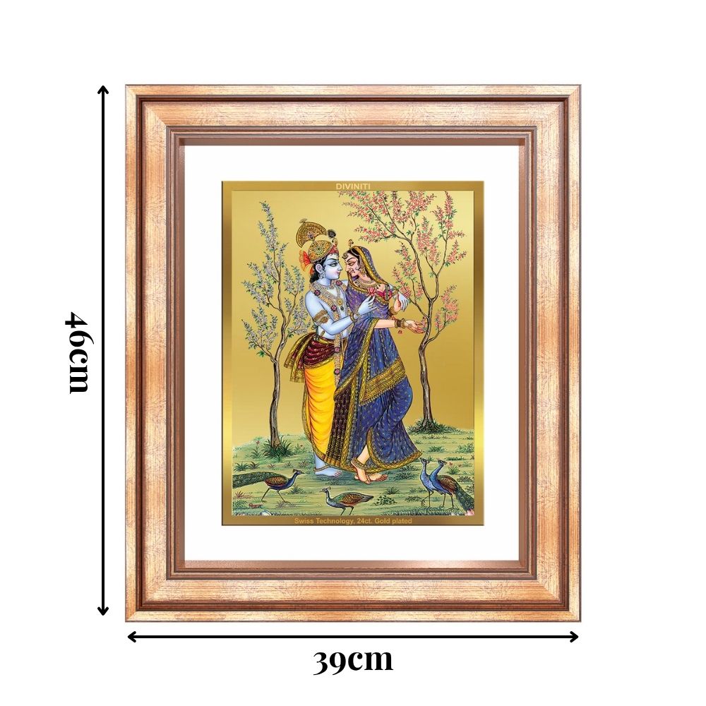 Diviniti 24K Gold Plated Radha Krishna (Classic) Divine Wall Frame for Home Mandir & Office Decor | Luxury Spiritual Gift