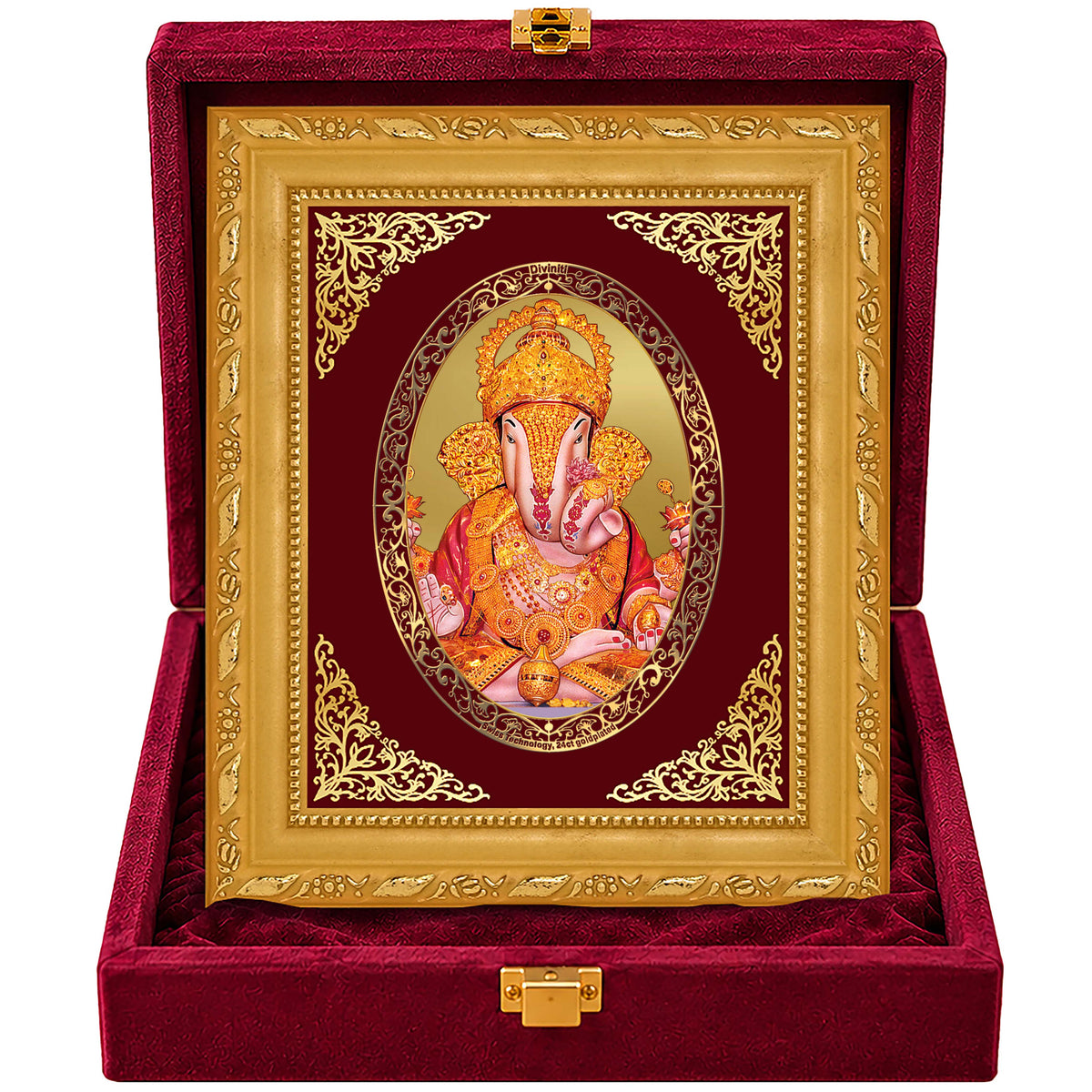 24K Gold-Plated Dagadu Ganesha Frame | Premium Gift Box | 21.5x17.5 CM