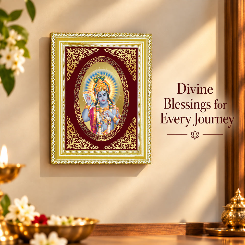 24K Gold-Plated Lord Vishnu Frame | Premium Gift Box | 26x20 CM