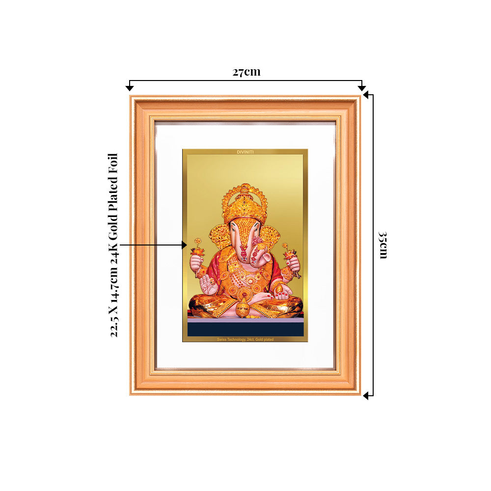 Dagdu Ganesh | Shri Dagdusheth Halwai Ganpati Wall & Tabletop Frame in 24K Gold Plated Foil
