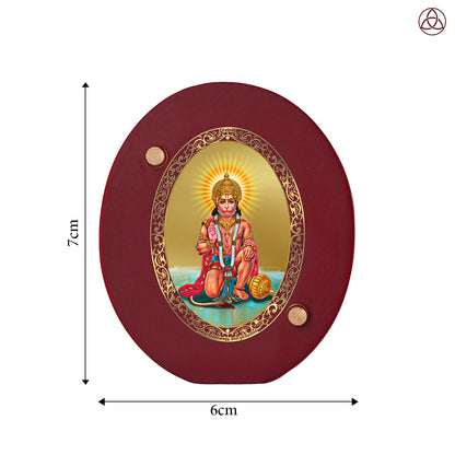 Hanuman Car Dashboard & Tabletop Photo Frame, 24K gold-plated, 7x6 cm, intricate design.