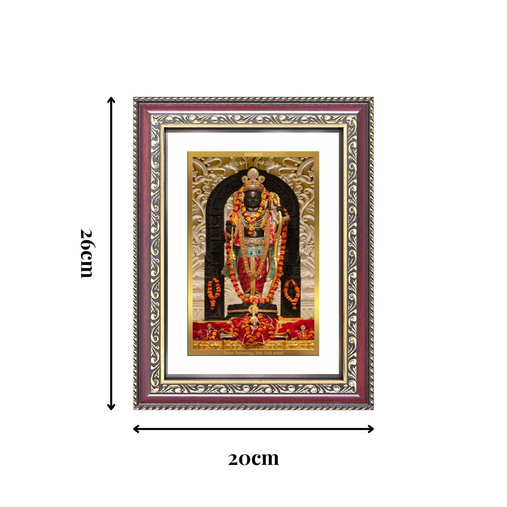 Diviniti 24K Gold Plated Ram Lalla (Classic) Divine Wall Frame for Home Mandir & Office Decor | Luxury Spiritual Gift