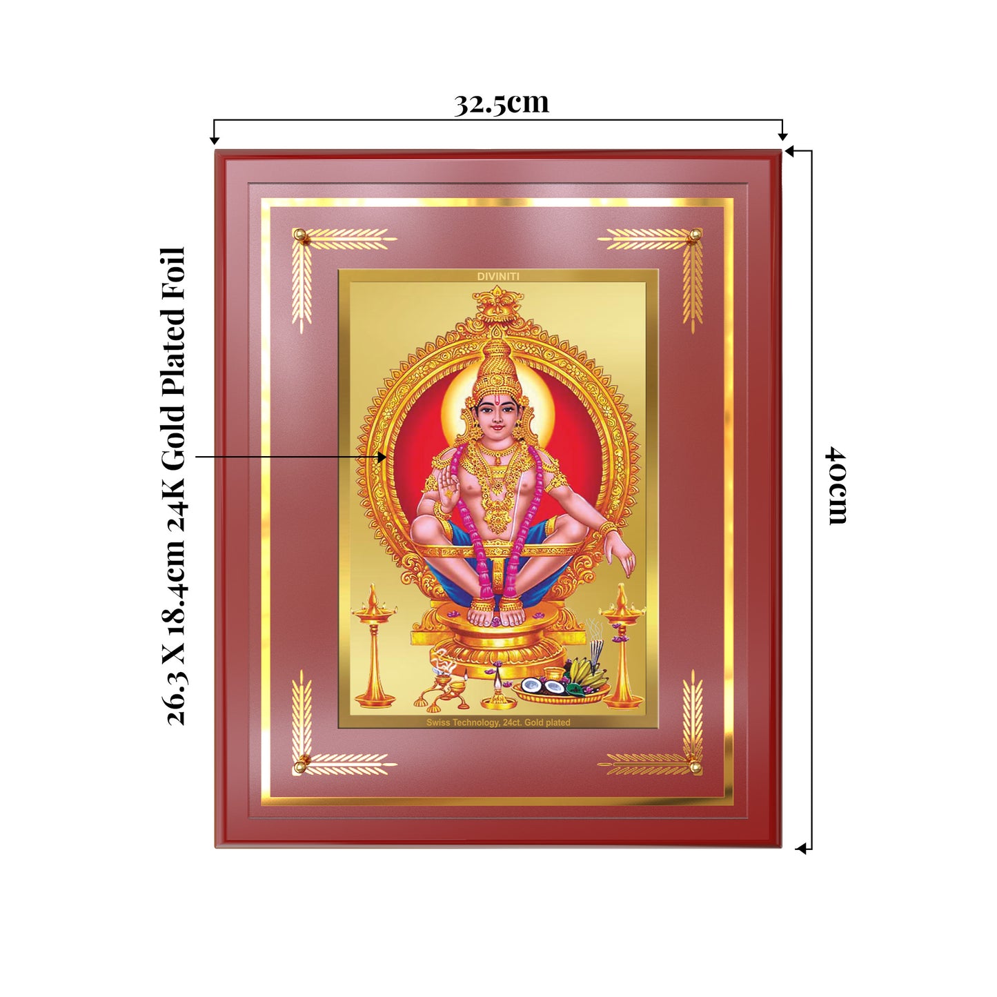 Lord Ayyappan | Hariharan for Wall Mount Photo Frame in 24K Gold Plated Foil