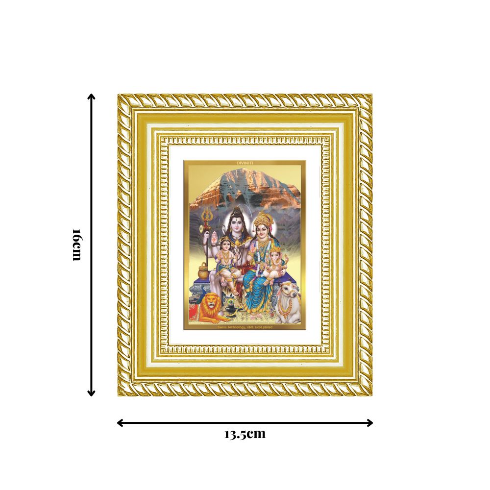 Diviniti 24K Gold Plated Shiv Parivar Divine Table Top Frame for Home Mandir & Office Decor | Luxury Spiritual Gift