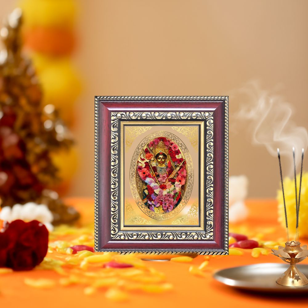 Maa Katyayani Divine Durga Form Sacred Courage & Marriage Blessings Royal Tabletop Frame in 24K Gold Plated Foil