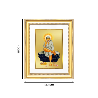 Diviniti 24K Gold Plated Sai Baba (Classic) Divine Wall Frame for Home Mandir & Office Decor | Luxury Spiritual Gift