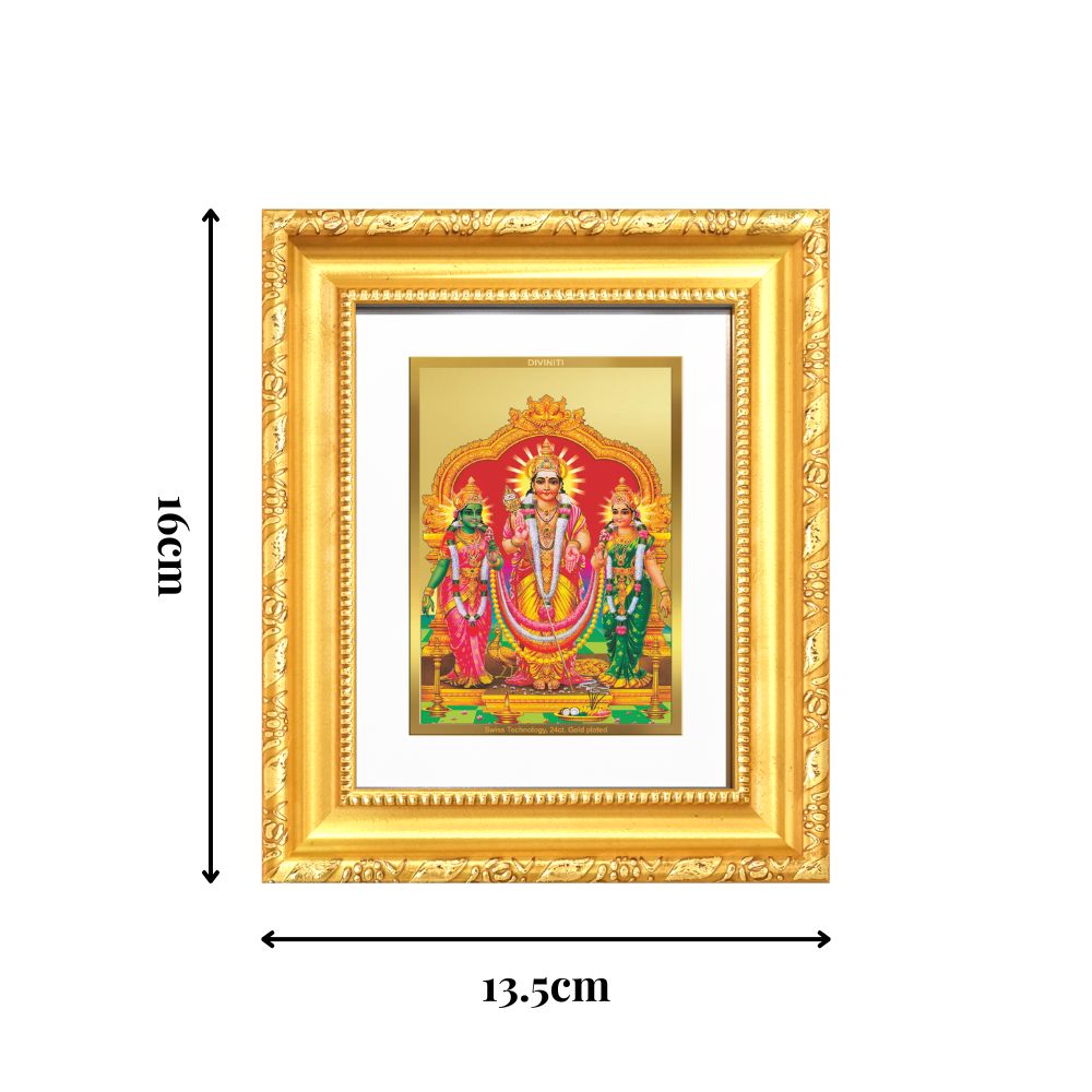 Diviniti 24K Gold Plated Murugan Velli |Divine Table Top Frame for Home Mandir & Office Decor | Luxury Spiritual Gift